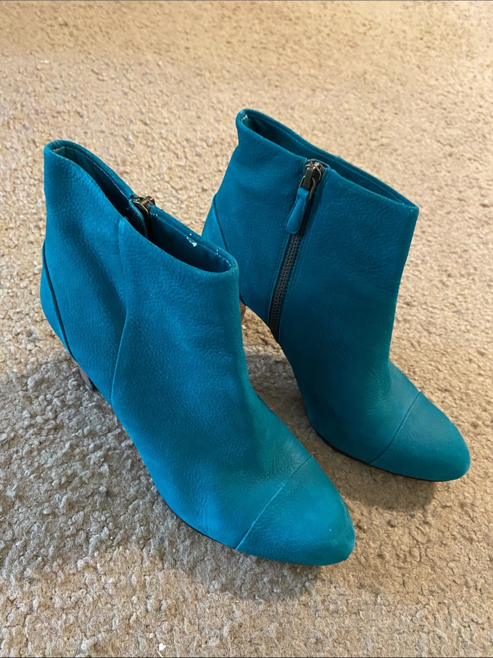 Cole Haan Teal Suede Ankle Booties with Side Zip
